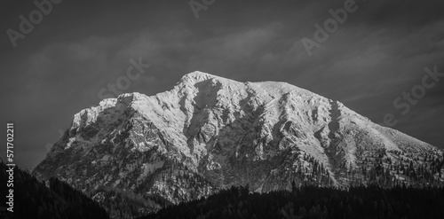 Big snowy hills near Spital am Pyhrn in winter cold evening