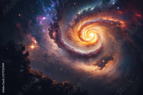 Space galaxy background. Illustration Generative AI