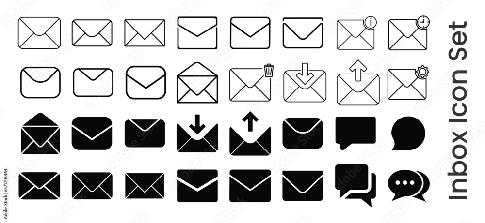 Message icon vector set, Inbox Icon Set, Email Icon, Envelope Mail Icon and Bubble Chat Icon vector Illustration for web and mobile apps contact icons Message icon vector set, Inbox Icon Set, Email Icon, Envelope Mail Icon and Bubble Chat Icon vector Illustration for web and mobile apps contact icons