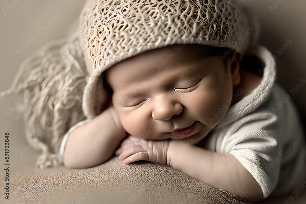 Newborn baby. First photo session of a newborn. Generative Ai. Newborn baby. First photo session of a newborn. Generative Ai.