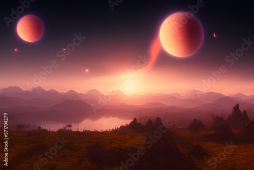 Dreamlike Sunset in the Mountains  Horizontal 