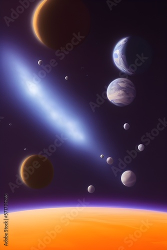 Galaxy and Planets in Space (Vertical)