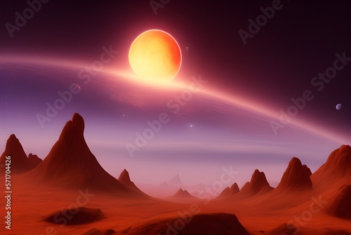 Dreamlike Moonlight over the Mars Desert (Horizontal)