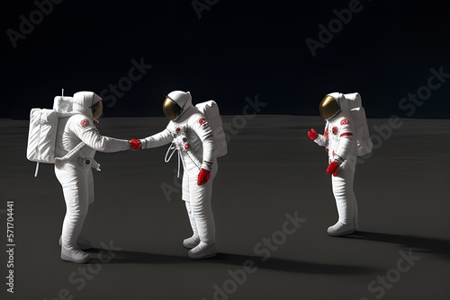 Astronauts Shake Hands on Another Planet (Horizontal)