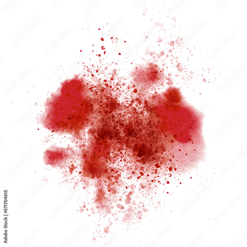 Red minimalist watercolor design element, stain or smudge painting, brush stroke paint isolated object with transparent background, overlay square graphic illustration for social media posts