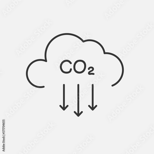 CO2 line icon. Carbon emissions reduction symbol. Smoke, air pollution,  increase emission. Vector illustration