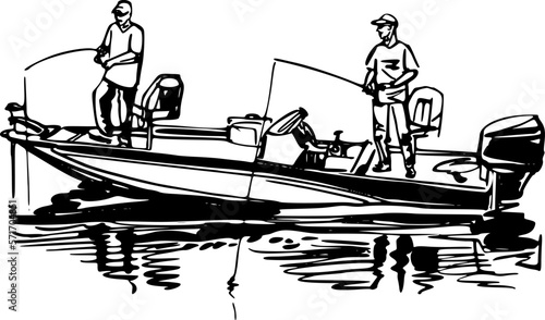 vector illustration of the fishing jon boat