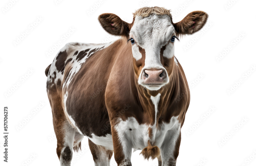 Cow isolated on white, transparent background, PNG, generative ai