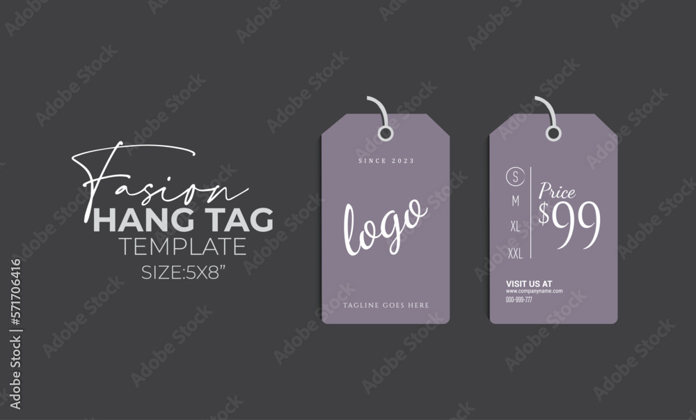 Fashion hang tag design. Hang tag template. Clothing hangs tag design