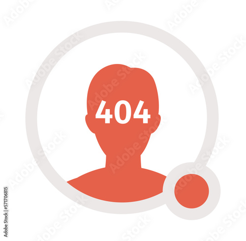 Faceless male silhouette vector empty state avatar icon. Businessman. Editable 404 not found persona for UX, UI design. Cartoon profile picture with red dot. Colorful website, mobile error user badge