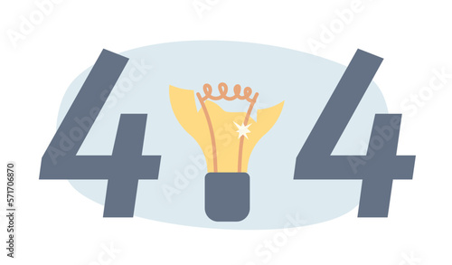 Light bulb failure vector empty state illustration. Editable 404 not found page for UX, UI design. Electrical problem flat concept on cartoon background. Colorful website error flash message