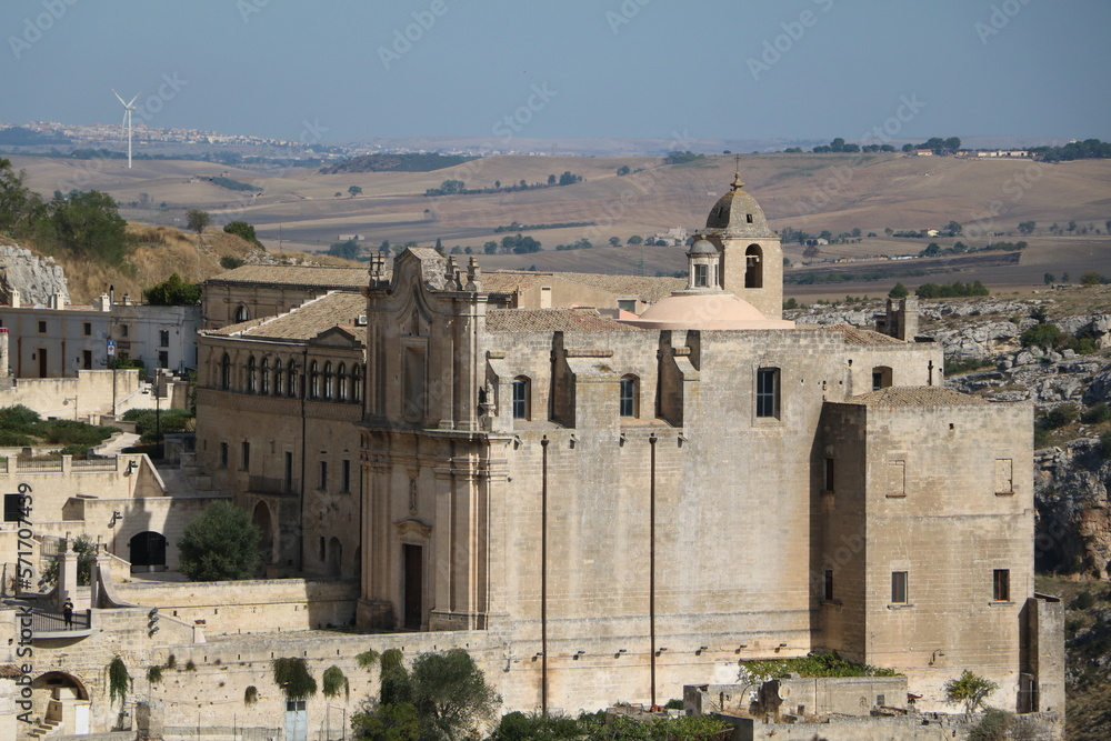 View to the Convent of Saint Agostino in Matera, Italy