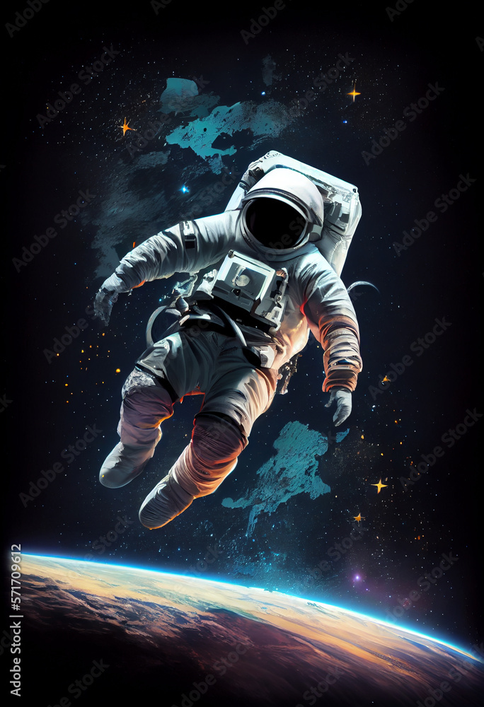 Fototapeta premium Grenzenlose Entdeckung: Der Blick eines Astronauten ins Universum - Generative Ai