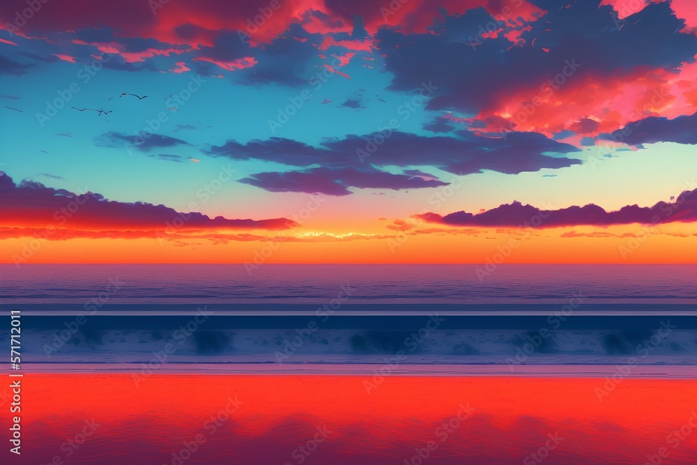 sunset over the lake - Generate AI