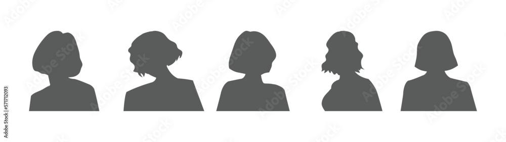 Set of avatars of women with different hairstyles. Vector illustration