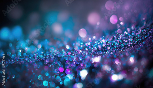 Purple and Blur Sparkling, Glittering Dust. Bokeh. Generative AI.