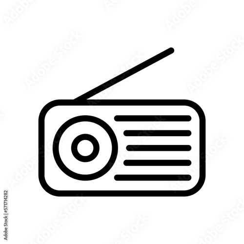 Radio receiver icon. Radio. Black contour linear silhouette. Front view. Editable strokes. Vector simple flat graphic illustration. Isolated object on a white background. Isolate.