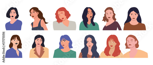 Set of avatars of women. Flat design. Vector illustration.