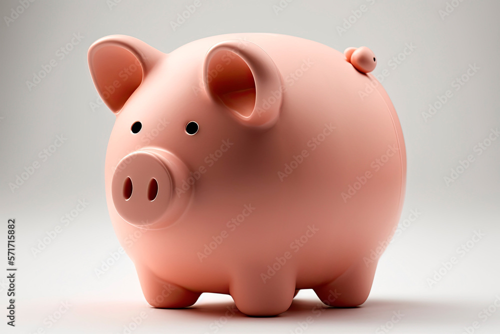 Piggy bank isolated on white. Generative AI Piggy bank isolated on white. Generative AI