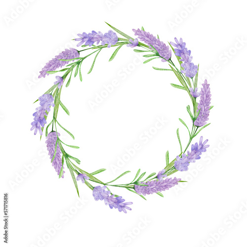 Watercolor wreath Lavender Arrangement Clipart hand drawn