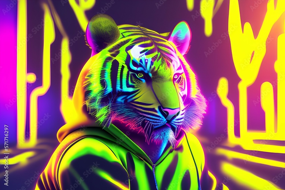 tiger in the night - Generate AI