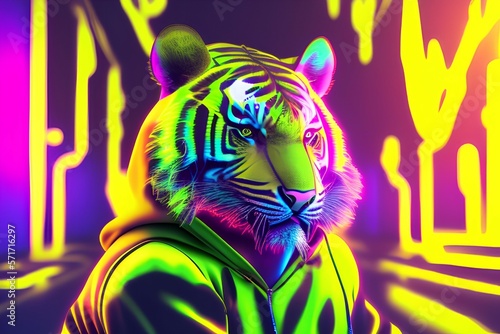 tiger in the night - Generate AI
