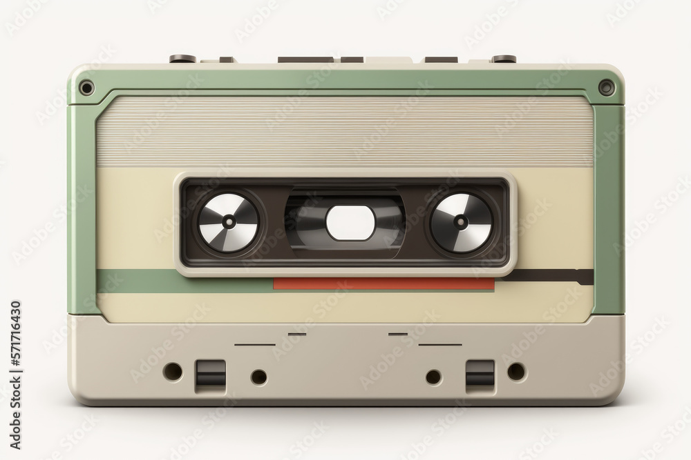Fototapeta premium Old cassette tape isolated on white. Generative AI