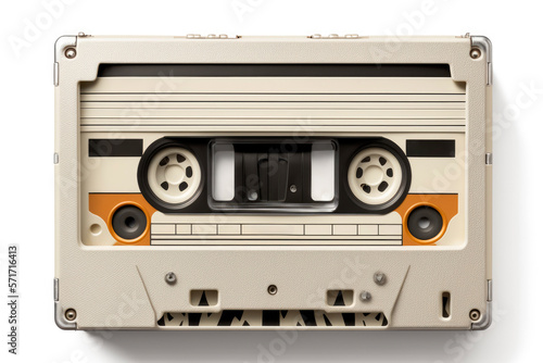 Old cassette tape isolated on white. Generative AI
