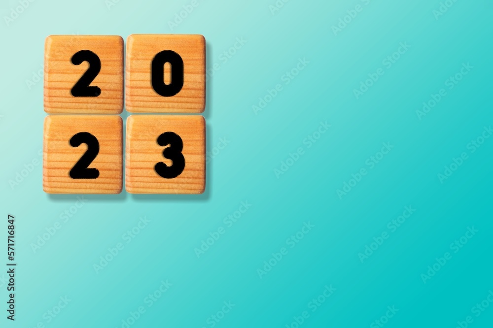 New House concept, wood blocks with 2023 numbers New House concept, wood blocks with 2023 numbers
