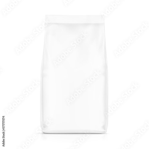Realistic food bag isolated on white background. Front view. Vector illustration. Can be use for template your design, presentation, promo, ad. EPS 10.	
