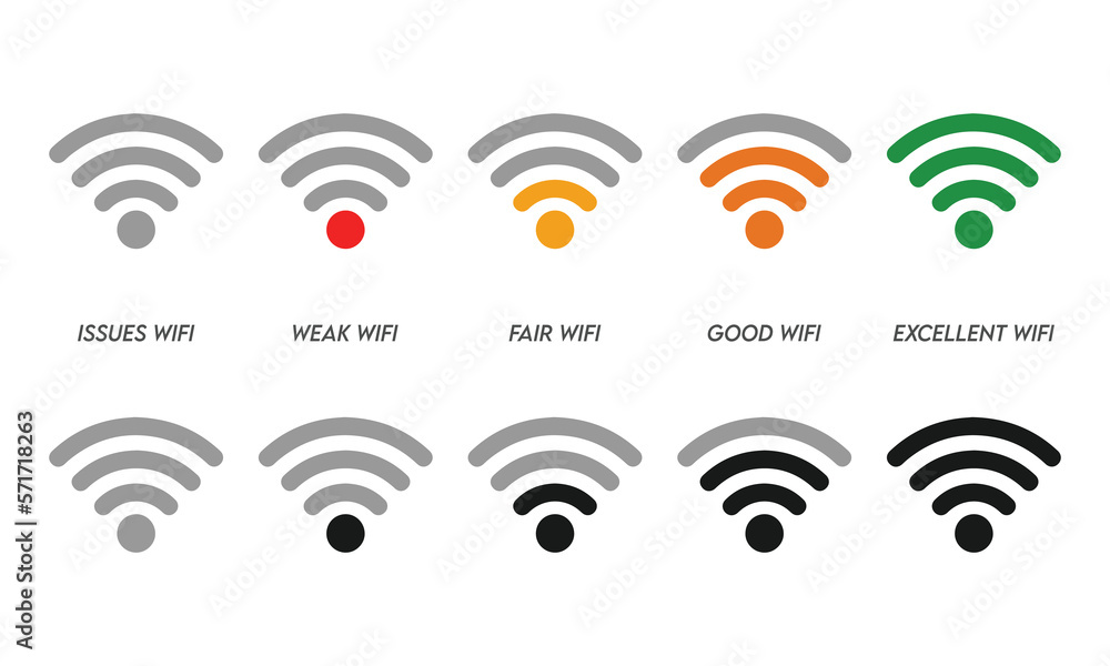 Wifi signal strength icons, Wi-Fi Strength level vector illustration design Wifi signal strength icons, Wi-Fi Strength level vector illustration design