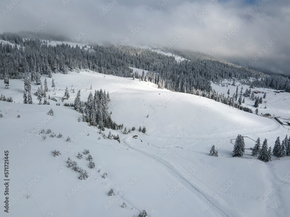 Aerial winter view of Rila mountain near Belmeken Dam, Bulgaria Aerial winter view of Rila mountain near Belmeken Dam, Bulgaria