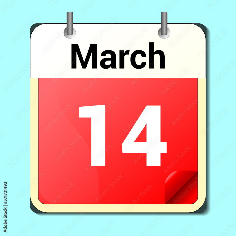 day on the calendar, vector image format, March 14. day on the calendar, vector image format, March 14.