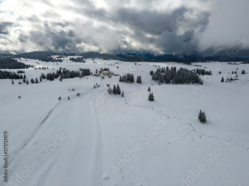 Aerial winter view of Rila mountain near Belmeken Dam, Bulgaria