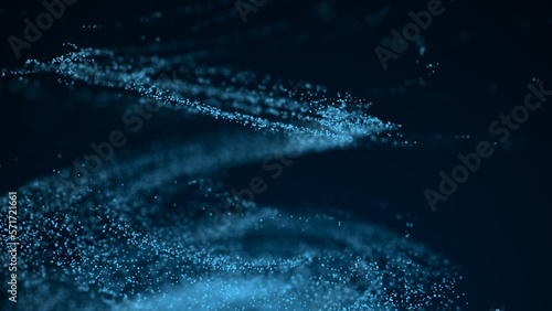 Water circulation. Whirlwind of dust particles. Digital background. Big data visualization. Futuristic point wave. 3D rendering