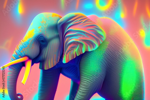 elephant with rainbow - Generate AI