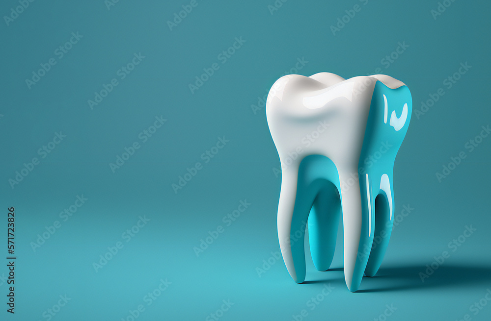 Healthy tooth on blue background,ai generated Healthy tooth on blue background,ai generated