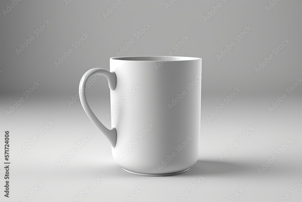 Close-up, white cup, mockup. Generative ai. Close-up, white cup, mockup. Generative ai.