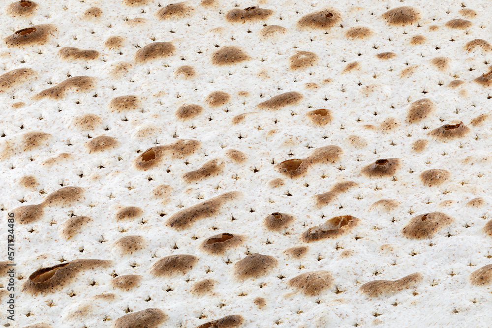 Matzah. Jewish traditional Passover bread. Pesach celebration symbol. Close-up.