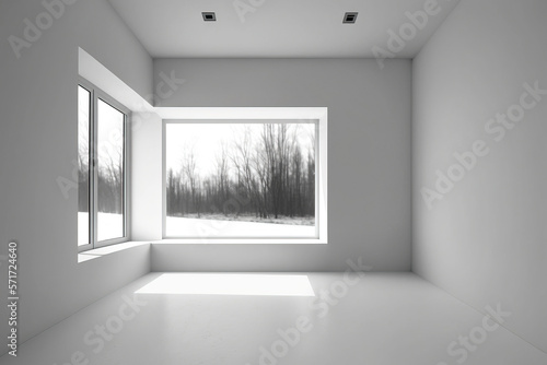 empty room with window. sketch art for artist creativity and inspiration. generative AI