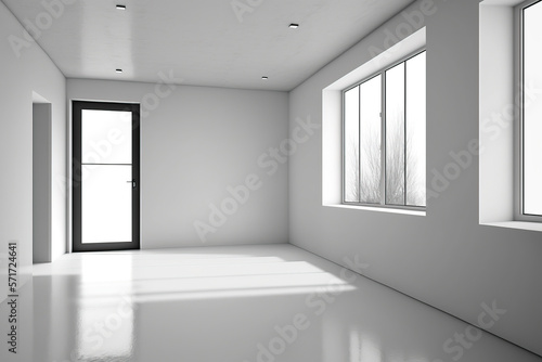 empty room with window. sketch art for artist creativity and inspiration. generative AI