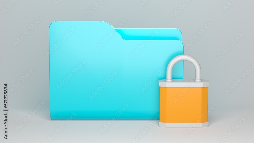 Office folder and lock. Data security concept Office folder and lock. Data security concept
