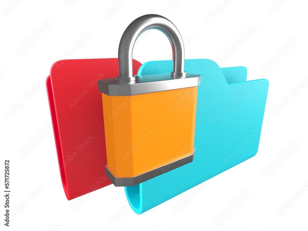 Office folder and lock. Data security concept Office folder and lock. Data security concept