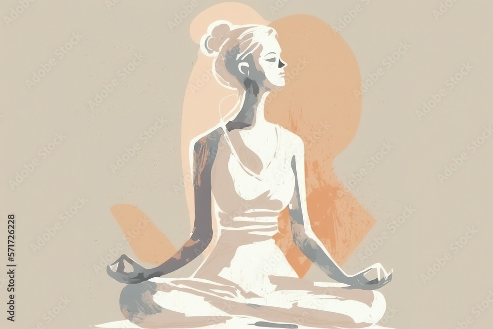 a minimalist yoga pose illustration in pastel colors, person doing yoga
