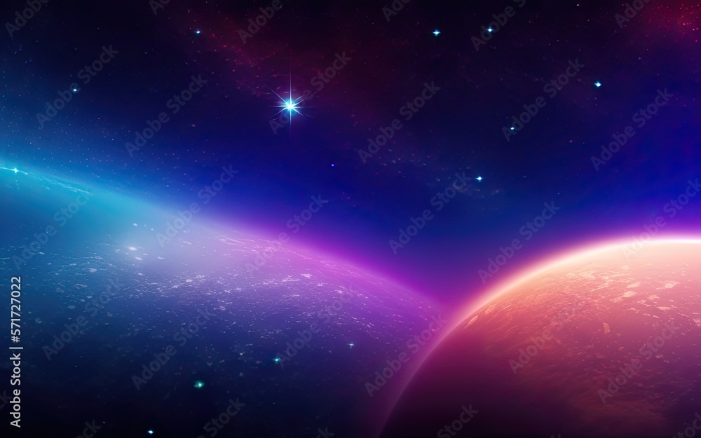 Fototapeta premium Space nebulae, planets, distant and unexplored space.