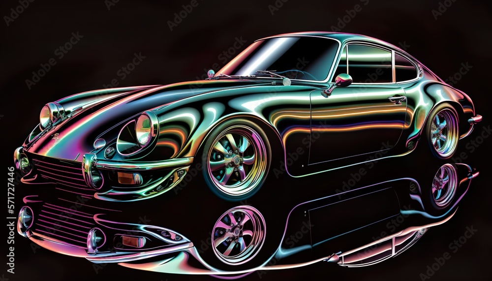 Japanese luxury 1970s vintage classic expensive sports racing car vehicle neon synthwave vaporware retrowave black background