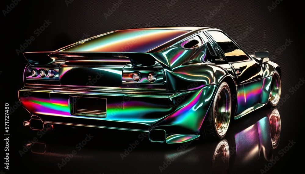 Japanese luxury 1980s vintage classic expensive sports racing car vehicle neon synthwave vaporware retrowave black background