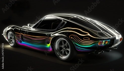 Japanese luxury 1970s vintage classic expensive sports racing car vehicle neon synthwave vaporware retrowave black background