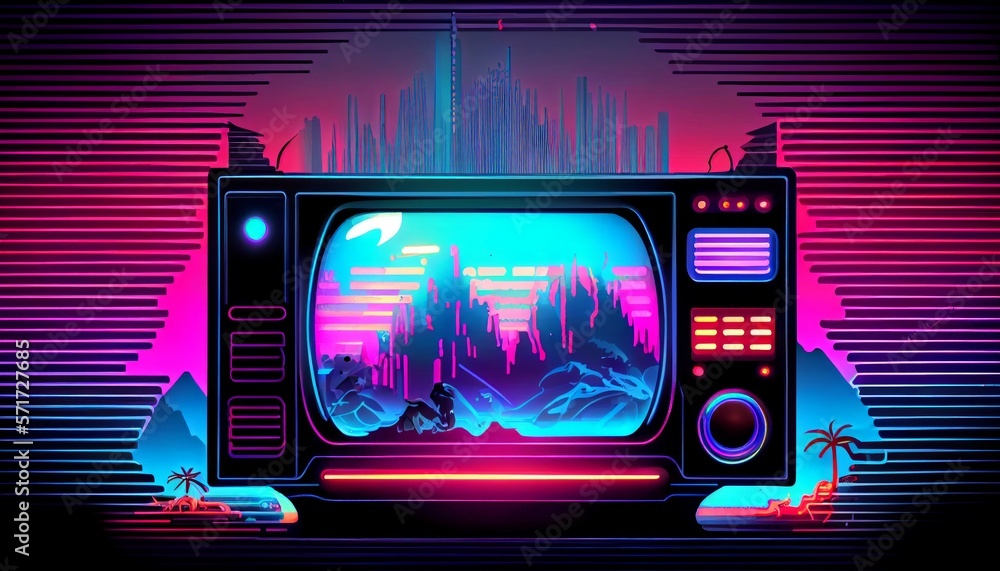 Fantasy advertising for game screen. Technology concept of vhs design. Music neon background illustration
generative ai Fantasy advertising for game screen. Technology concept of vhs design. Music neon background illustration
generative ai