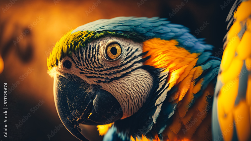 Obraz premium Blue-and-yellow macaw lat. Ara ararauna close-up